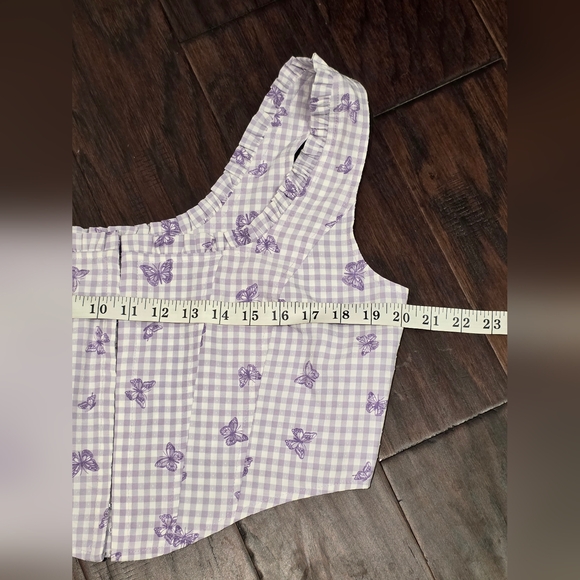 ELODIE Butterfly Gingham Corset Cropped Purple Top XL 🚢 - Picture 8 of 11